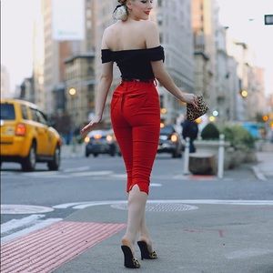 Red traci lords pinup girl clothing capris xs pug